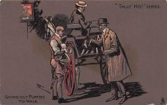 Raphael Tuck Impressionist Tally Ho! Serie Puppies to Walk Postkarte