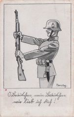 German Soldier Holding Rifle Comic Zarlog Vintage Postcard
