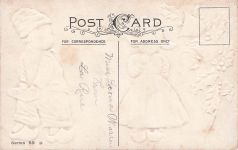 1915 Postcard 'Christmas Greetings' 'I Vill Gif Her Sumding Schweet' Used