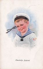Ak Deutsche Jugend Kind mit Mütze S.M.S. Hindenburg 1917