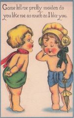 Vintage 1910s Valentine's Day Greetings Postcard "Come Tell Me Pretty Maiden--"