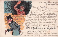 Ein anderer Mann, der sich hinter einer Ziegelmauer versteckt