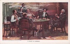 ARTIST SIGNED POSTCARD~POKER GAME,A BLUFF IN CHICAGO