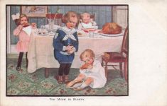 Thanksgiving Dinner "Too Much is Plenty" Kids Eating Messy