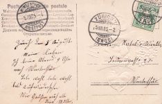 Airbrush-Bild einer Frau mit vergoldetem, verziertem Rand – Postkarte