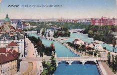 München Partie an der Isar Blick gegen Norden