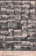 Gruss Aus München Deutschland Mehrfach-Ansicht & Stempel Postkarte