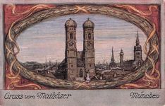 Künstler- München, Frauenkirche, Brauerei-Werbung für Mathäser