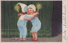 Künstler Ansichtskarte., Kinder, Kerze