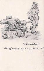 Künstler-AK Soldat beobachtet einen Kameraden beim Schreiben