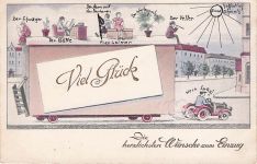 "Die herzlichsten Wünsche zum Einzug" überbringt und "Viel Glück"