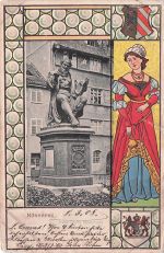 Passepartout Wappen Ak Nürnberg in Mittelfranken Bayern, Hans Sachs Denkmal