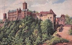 Künstlerpostkarte Eisenach DIE Wartburg von Osten mit Gasthof