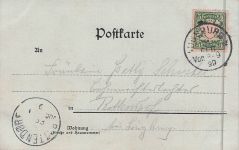 Augsburg, Farblitho mit Bahnhof und Bahnhofstraße, um 1900