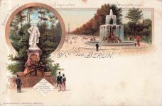 Litho Berlin Tiergarten, Siegesallee, Wrangelbrunnen