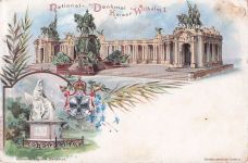 Lithographie Berlin, National-Denkmal Kaiser Wilhelm I. und Kaiserin Auguste Denkmal, Ganzsache