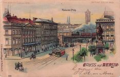 Lithographie Berlin, Alexanderplatz, Halt gegen das Licht