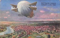Künstler Ak Graf Zeppelins lenkbares Luftschiff in voller Fahrt