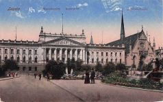 AK Leipzig, Augustusplatz mit Universität und Mendebrunnen