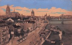 Ansichtskarte Köln Rhein Partie mit Werft, Stadt Ansicht