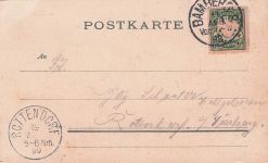 Lithographie Bamberg, Brückenpartie mit Rathaus
