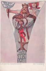 Künstler-AK Alphonse Mucha: König stützt sich auf sein Schwert