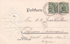 Passepartout-Lithographie Heilbronn, Stadt-Panorama mit Fluss, Wappen