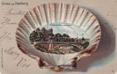 Passepartout-Lithographie Hamburg-St.Pauli, Helgoländer Weg und Seewarte