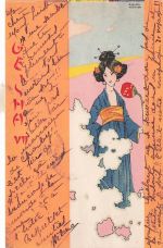 Jugendstil Künstler Litho Kirchner, Raphael, Geisha, Japanerin im Kimono
