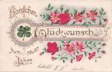 Seiden-Aplikation Kleeblatt Blumen Neujahr