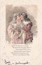 Serie 3945 - der erste Kuss , gute Erhaltung AK Trompeter v.