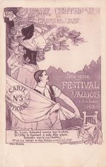 Künstler-AK Schweiz, Premier Centenaire du Canton de Vaud 1903, Souvenir du Festival Vaudois 1903, Paar mit Flagge