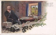 Künstler-AK E. Döcker: Heimatdichter Rosegger in seinem Arbeitszimmer