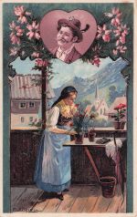 Künstler-AK E. Döcker: Dir z` Liab, Frau denkt an verstorbenen Mann