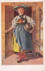 Künstler-AK Italienerin in Tracht aus dem Pustertal