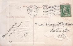 Christmas Greeting Cute Children Holding Toys And Sheep With Herder Postcard