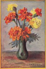 Ein Strauß aus orangefarbenen und gelben Blumen