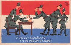 (Oh, wie froh wir heute sind, es ist der Tag des Solds!)Signatur "Jan v.d. WEG"