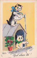 humorvolle Zeichnung von zwei Katzen.