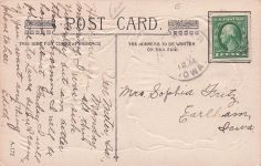 Hübsche Frau im Seitenprofil mit weißen Blumen, antike Jugendstil-Postkarte von 1914