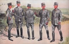 Uniformen der Landstreitkräfte Österreich-Ungarns aus der Zeit zwischen 1867 und 1914. Die Illustration