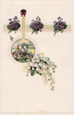 Veilchenstraeusse als Borduere, litho Maigloeckchen 1913