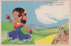 Alte Postkarte, weil es wirklich spanisch ist, dein Tag, Tanz und Spiel Andalusien