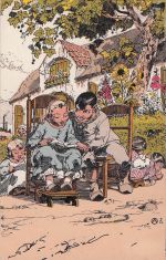 bb art Alfred Ost Maler ethnisches Landleben Original alte Postkarte aus den 1910er Jahren