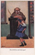 Künstler-AK St. Bender: Nie sollst du moch befragen!