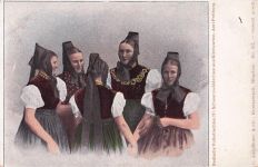 Badische Volkstrachten, Schwarzwälderinnen aus Kirchzarten