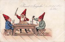 Postkarte Neujahrsgrüße Neujahrswichtel