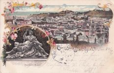 Lithographie Stuttgart, Eberhards-Gruppe, Ortsansicht