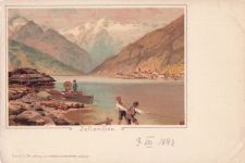 Lithographie Zell am See, Partie am See
