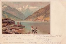Lithographie Zell am See, Partie am See